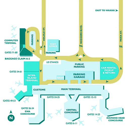 Honolulu airport car rental map