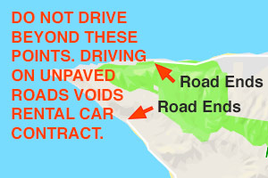 Restricted roads on the Island of Oahu, Hawaii.